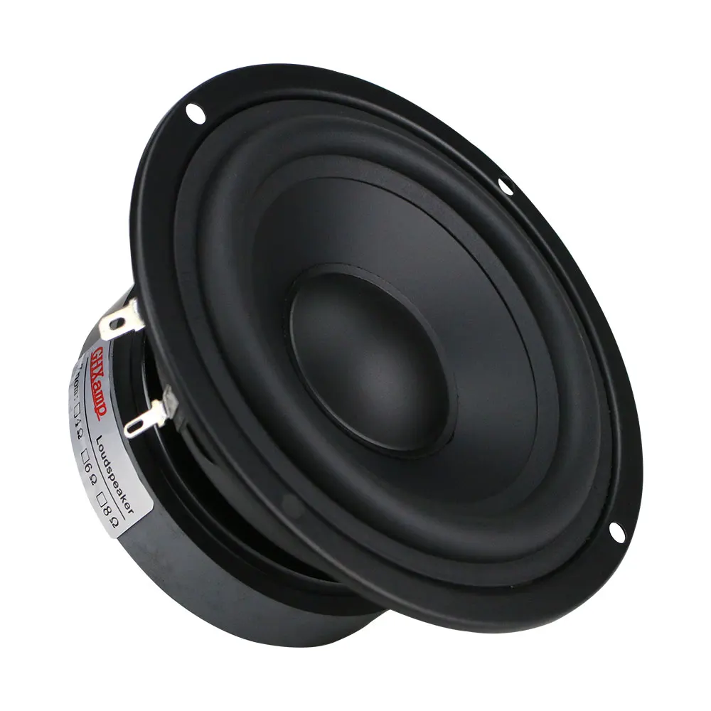 GHXAMP 4,5 Zoll 115 mm Hifi-Mittelbass-Lautsprecher 80 W mittlerer Woofer-Lautsprecher für Bücherregal, Auto-Audio, Gummikante, 1 Stück