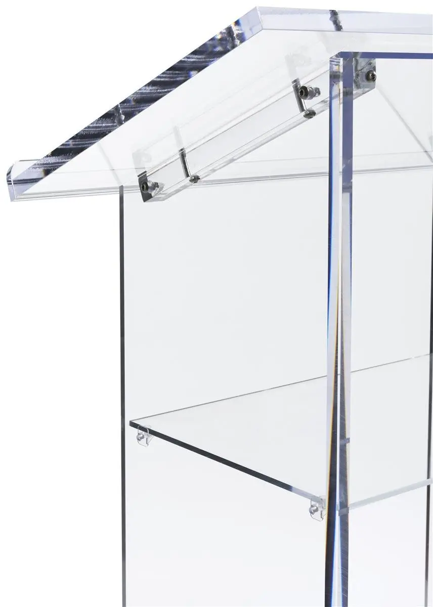 Clear Acrylic Lectern, Presentation Podium with Internal Shelf, 47 inches Tall plexiglass