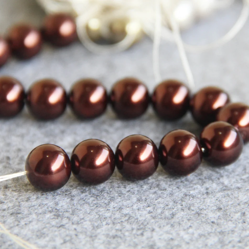 

12mm Delicate Brown Shell Glass Beads DIY Women Loose Beads Jewelry Making Design Gift 15inch 2pc/lot Wholesale And Retail