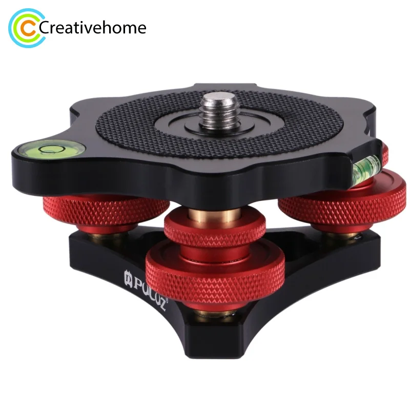 PULUZ Camera Tripod Tri-wheel Leveling Base Head Aluminum Alloy ±5° Horizontal Adjuster & 3/8-inch Screw For Canon DSLR Cameras