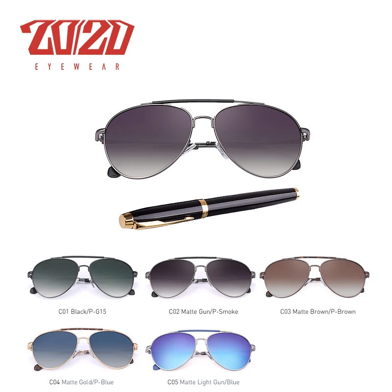 20/20 Brand Design Polarized Vintage Square Sunglasses Twin Beams Metal Frame Glasses Male Eyeglasses Accessories Gafas 17096