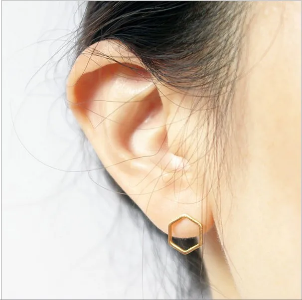 Fashion Hexagonal Box Stud Earrings Geomtric Shape Mix Color Jewelry For Women Wholesale Free Shipping