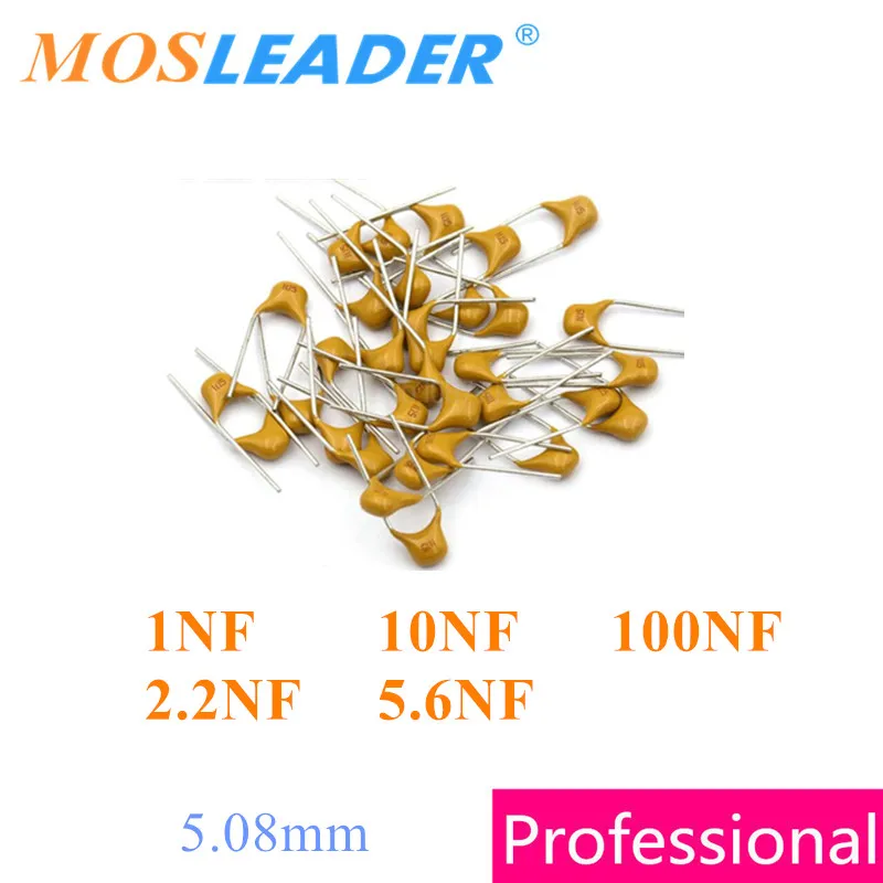 Mosleader 5.08mm CT4 Monolithic ceramic capacitor 1000pcs 1NF 10NF 100NF 2.2NF 5.6NF 102K 103M 104K 222M 562K Made in China