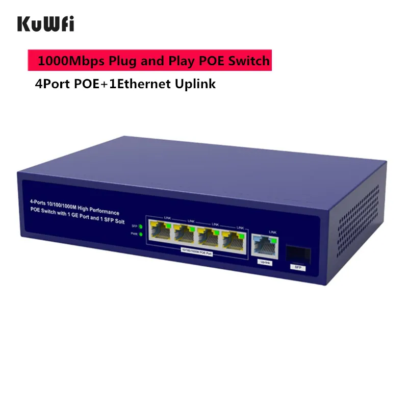 

6 Ports Gigabit POE Switch 1000Mbps Ethernet Switchs for Network Cameras&Wireless AP 30W Switch With Gigabit SFP Fiber