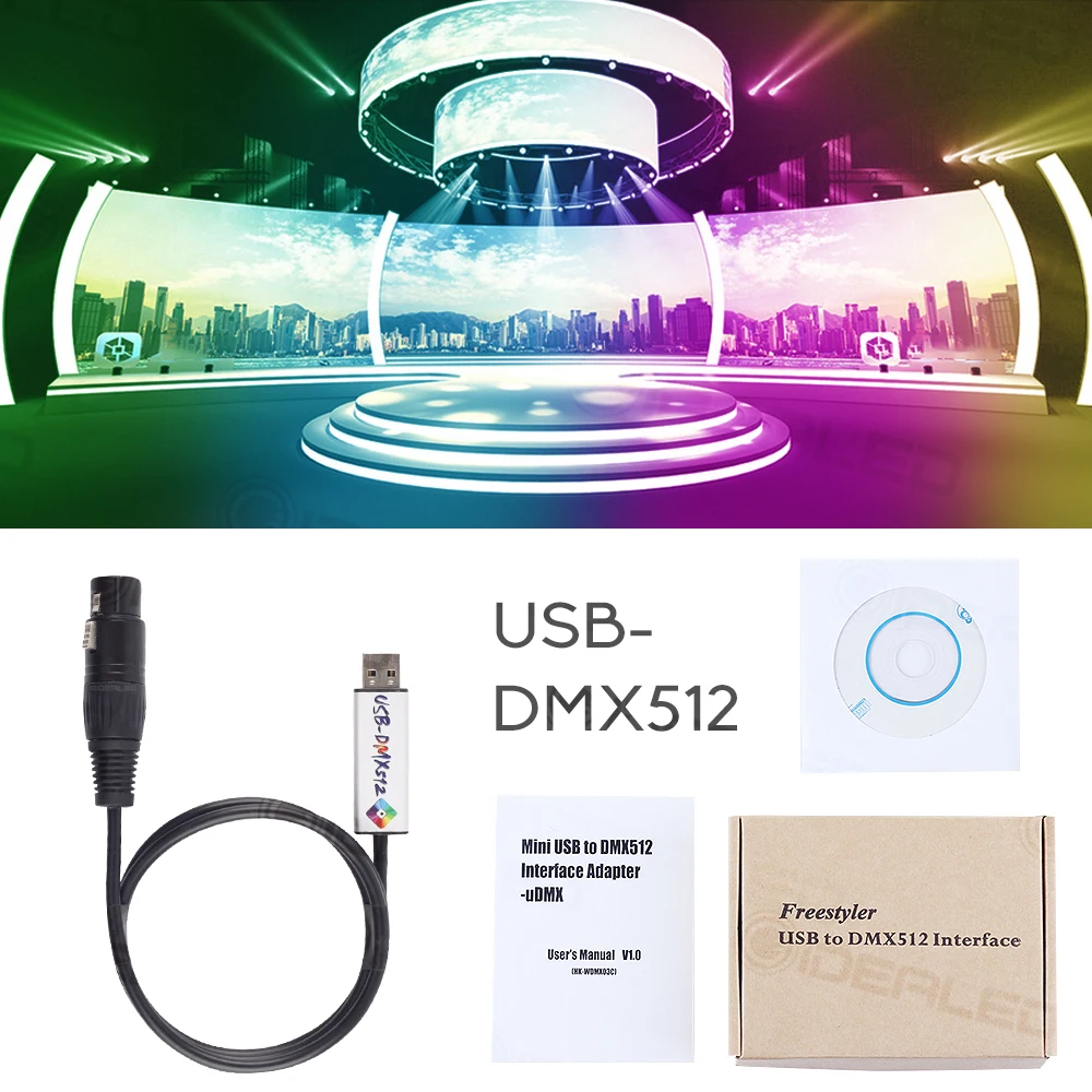 USB To DMX Interface Adapter DMX512 Studio Computer PC Stage Lighting Controller Dimmer Control Satge Effect led Lighting