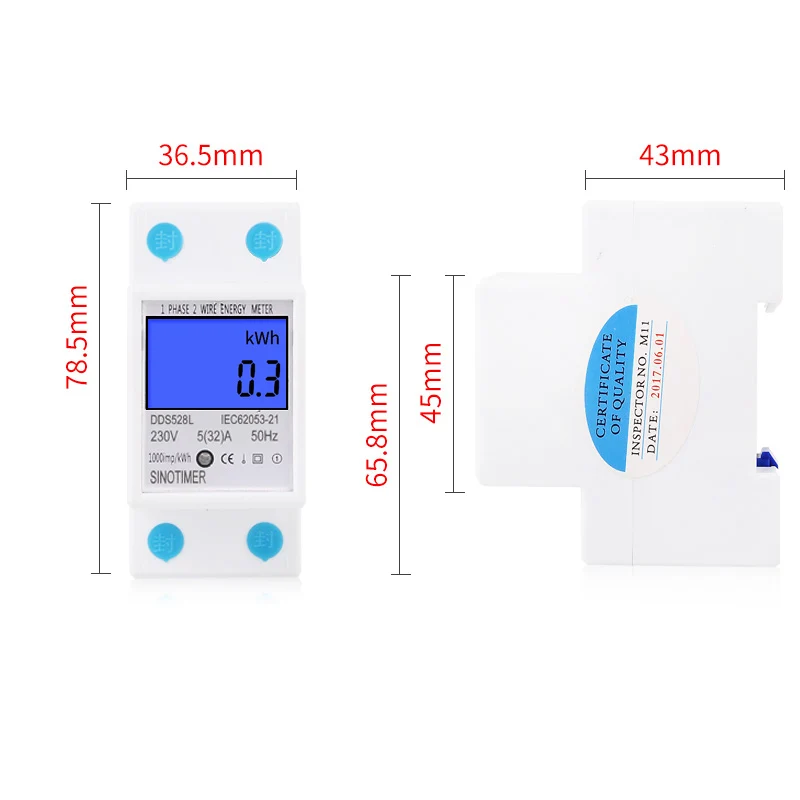 Wattmètre à affichage numérique LCD à deux fils, monophasé rétro4.2, consommation d'énergie, compteur d'énergie, kWh, AC, 230V, 50Hz, 110V, 60Hz, rail DIN