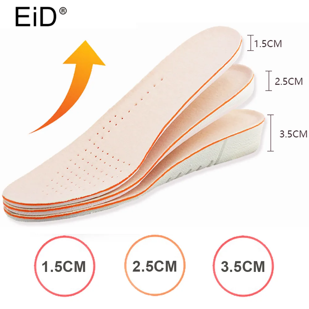 

EiD 1.5/2.5/3.5cm Height Increase Insole Cushion Height Lift Adjustable Cut Shoe Heel Insert Taller Support Absorbant Foot Pad