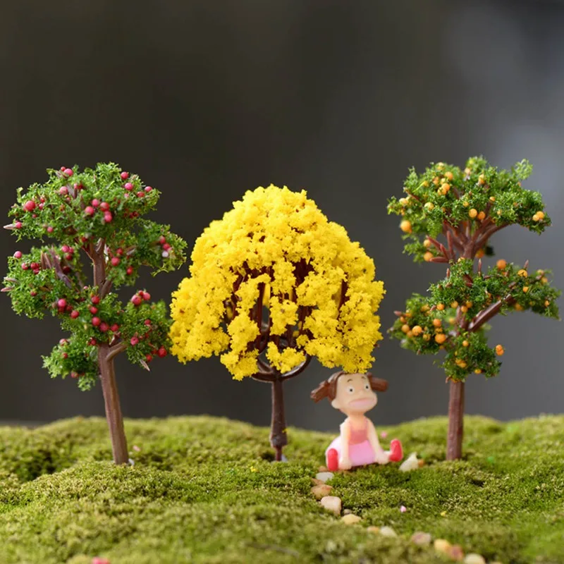 1 Pcs Mini Tree Garden Ornament Miniature Resin Tree Figurine Craft Plant Pot Fairy Garden Decor Fairy Garden Supplies