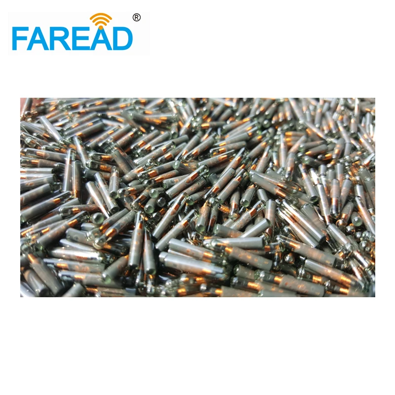 Microchip RFID ICAR de 134,2 khz, 2,12x12mm, ISO11784, ISO11785, EM4305, FDX-B, chips de etiqueta de biovrio estándar para perros y animales
