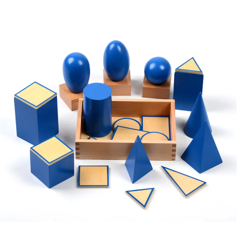 Baby Toy Montessori Geometric Solids with Stands Bases and Box Early Childhood Education Kids Toys Brinquedos Juguetes