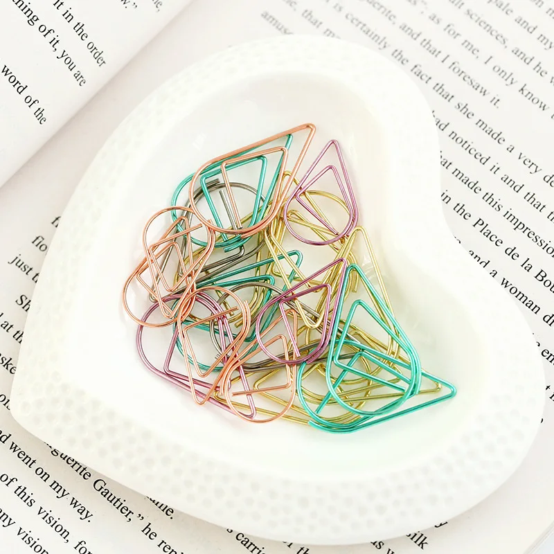 30/50 Pcs/Set Metal Material Drop Shape Paper Clips Gold Silver Color Funny Kawaii Bookmark Office Shool Stationery Marking Clip