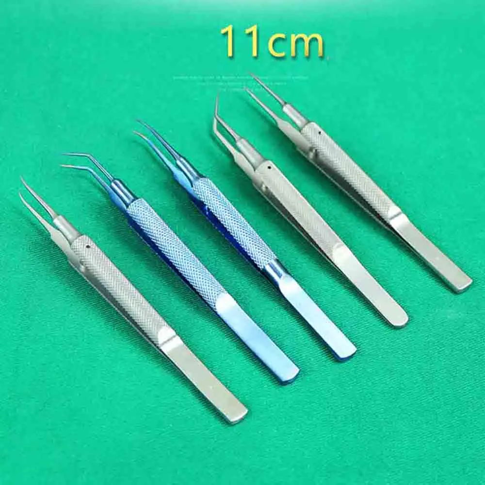 

11cm Stainless Steel Round Handle Micro Tweezers Eyelid Tweezers Tooth Platform Ophthalmic Instruments