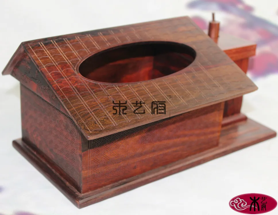 [Government] Rosewood Wooden tissue box red wood carving Boutique style pumping tray Home Decoration practical gifts