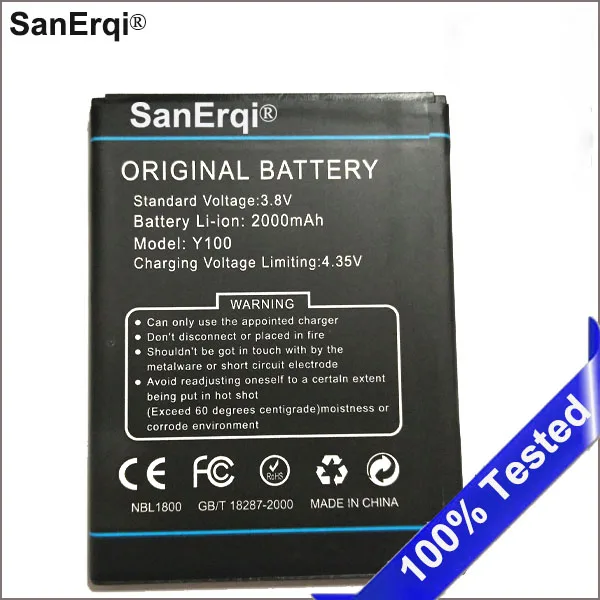 SanErqi For DOOGEE Y100 battery 2000mAh 100% New Replacement accessory For Valencia 2 Y100 Pro Cell Phone