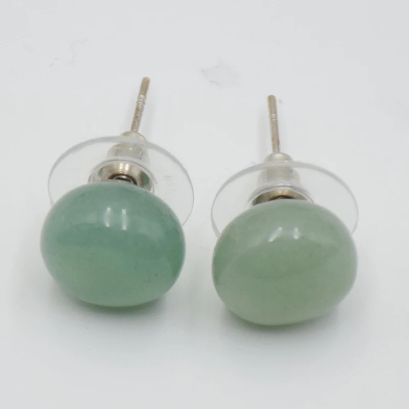 Silver Color Real Stone Healing Crystal Pink Crystal Women Earrings Bread Shape Natural Lapis Tiger Eye Stone Bead Stud Earrings