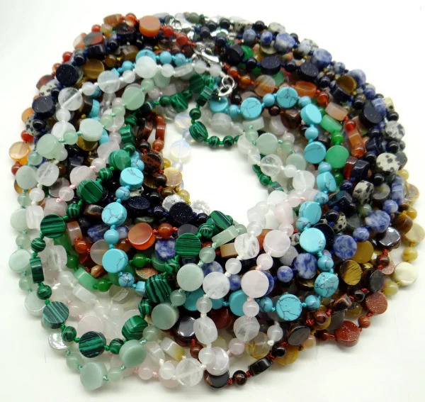 wholesale Natural stone mix Quartz crystal Round beads tiger eye lapis lazuli aventurine Handmade Jewelry pendant necklace  A3