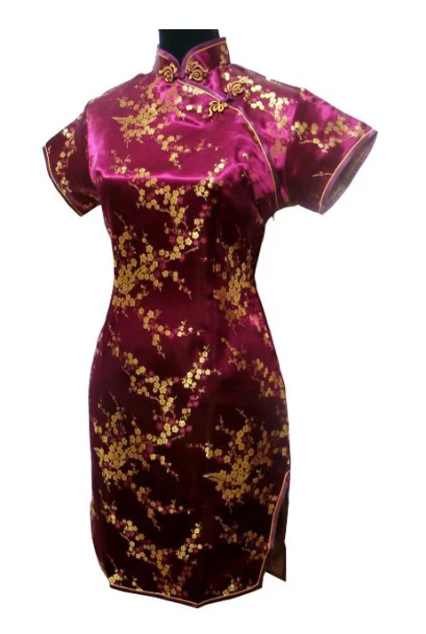 Black Traditional Chinese Women Qipao Dress Sexy Short Mini Cheongsam Handmade Button Flower Large Size 3XL 4XL 5XL 6XL