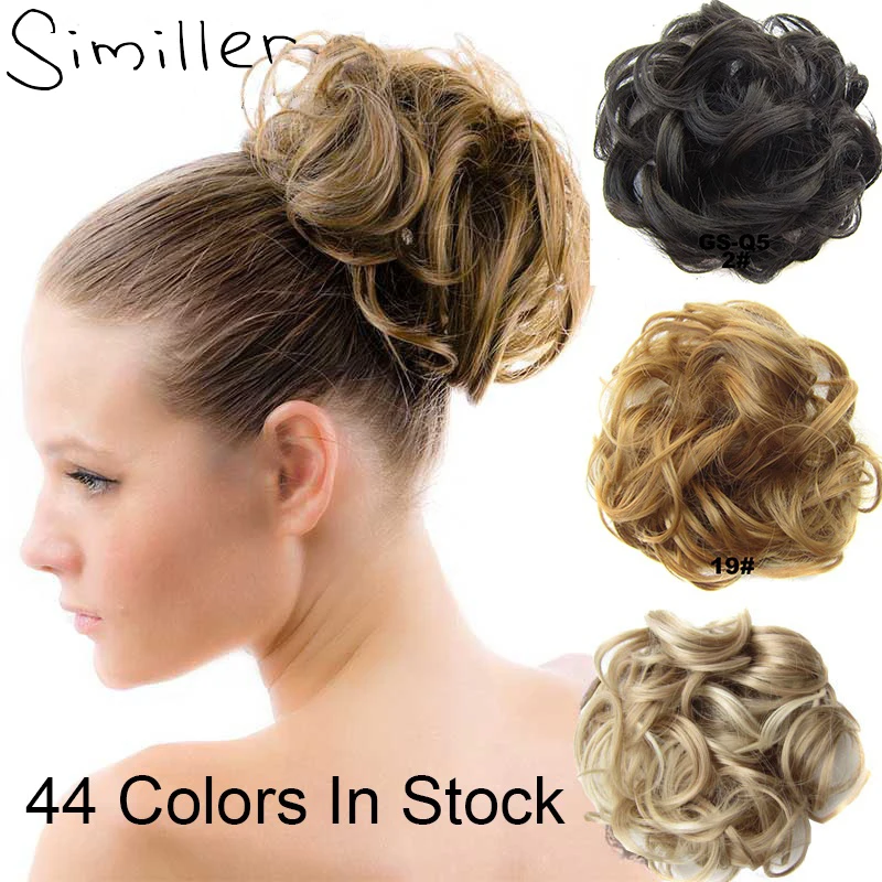 Similler Ladies Elastic Curly Synthetic Hairpieces Scrunchie Wrap For Hair Bun Chignon Accessories 30g 44 Colors For Wedding