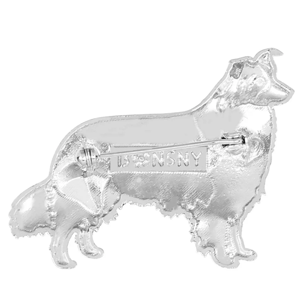 Bonsny Enamel Alloy Crystal Rhinestone Border Collie Dog Brooches Pets Jewelry Pin For Women Girls Gift Scarf Decorations Bijoux