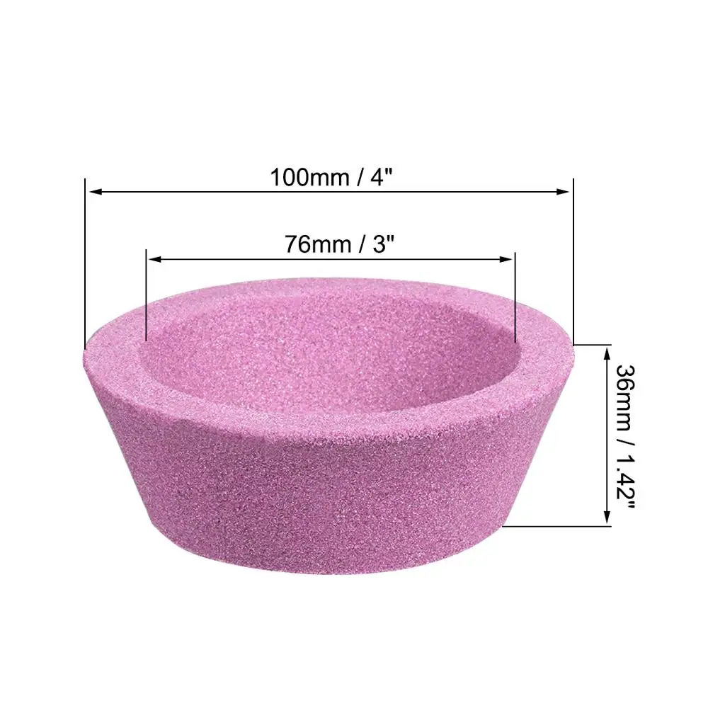 Uxcell 1PCS Cup Shaped Dia 4inch Corundum Grinding Wheel for Surface Grinding Ceramic Tools 60/80 Grits Aluminum Oxide