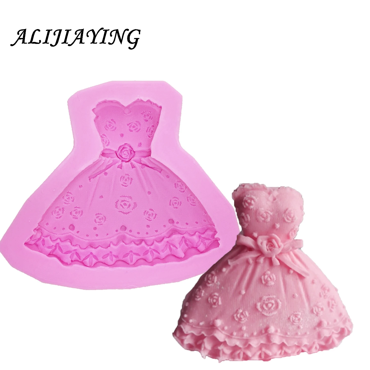 1Pcs Dress Skirt Princess 3D Cake Mold Chocolate Silicone Mold Soap Fondant Cake Decoration Tools For Kitchen Baking D0011