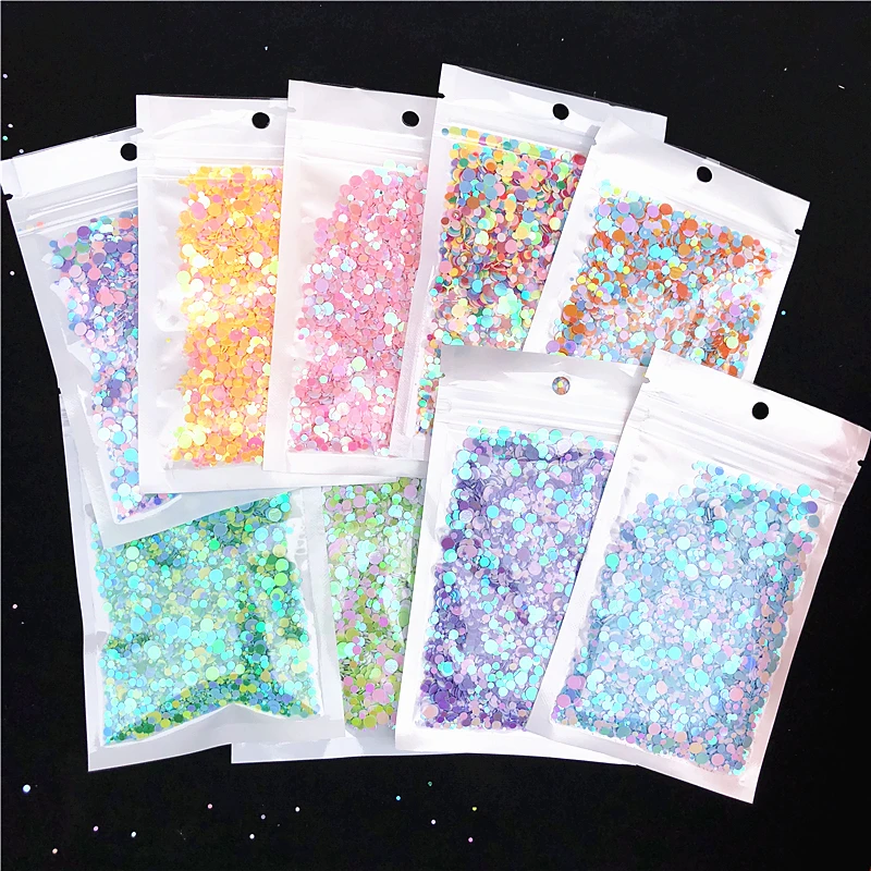 20g Multi Size 1mm 2mm 3mm 4mm dot Nail Sequins Flat Round Sequin Nail Beauty Stickers Lady Girls manicure Glitter Paillettes