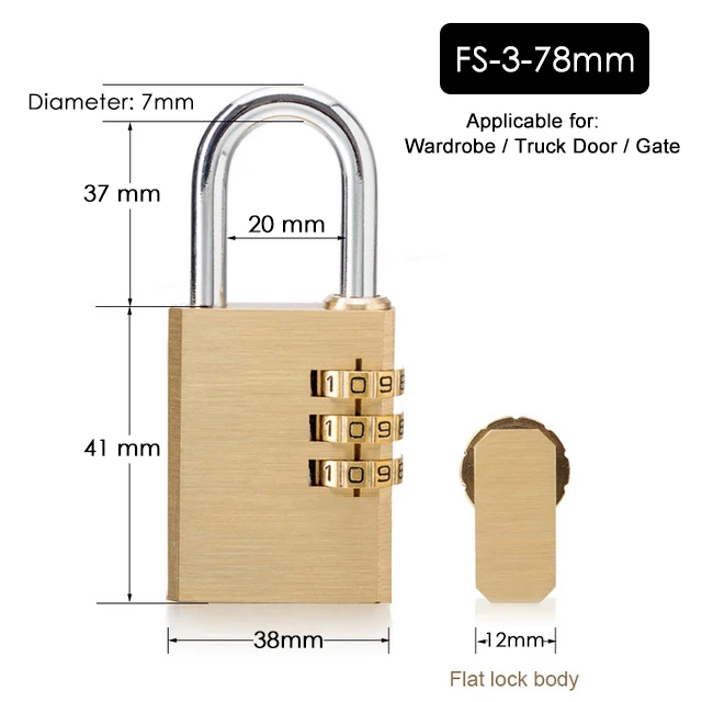 KAK Massief Messing Koper Beveiligingshangslot Wachtwoord Combinatie Codeslot voor Gym Digitale Locker Koffer Ladeslot Hardware