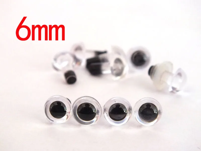 wholesale 100pirs /lot Transparent Safety Eyes Plastic Eyes with  Washer--6mm