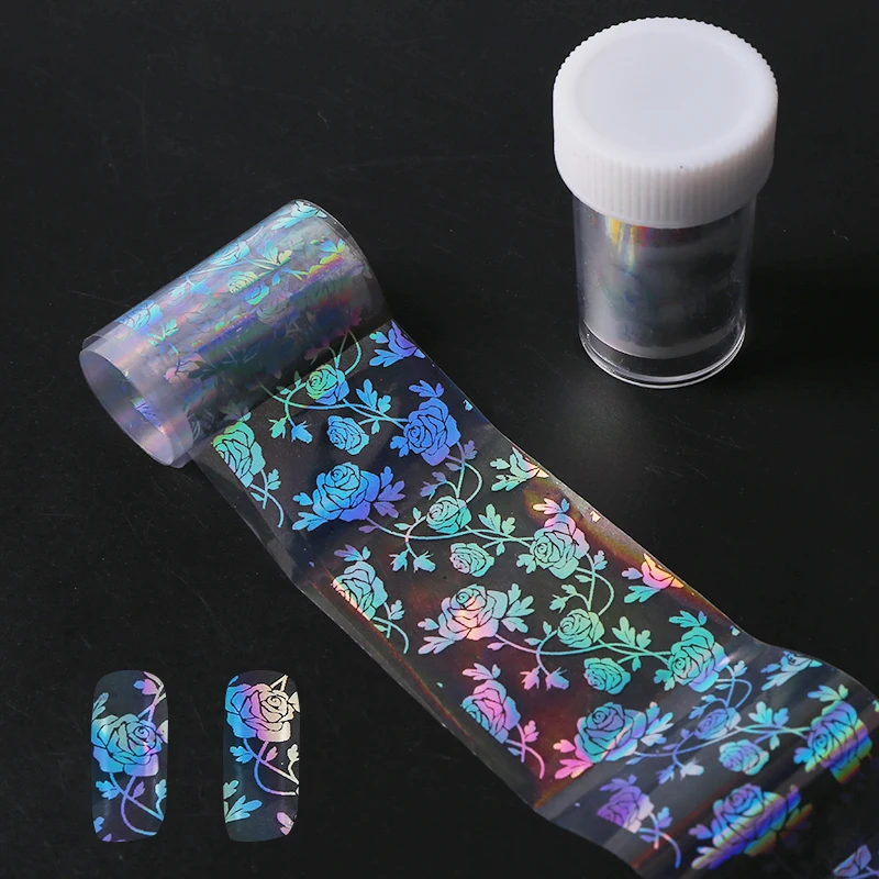 

Holo Rose Flower Starry Nail Foil 4*100cm Transfer Sticker Manicure for Nail Art Decoration 1 Roll