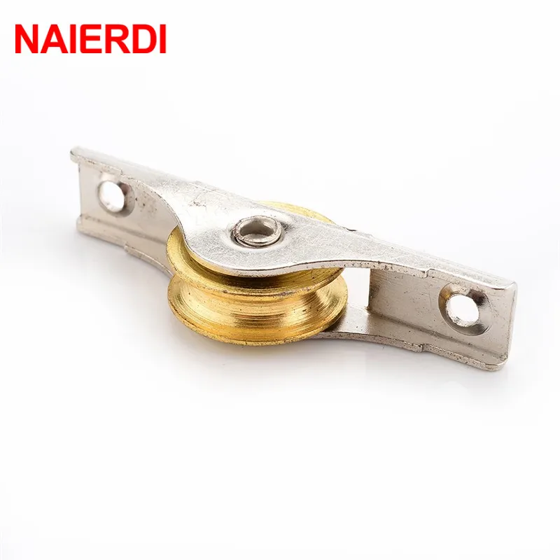 NAIERDI 2PCS Sliding Door Roller Cabinet Copper Caster Wheel Pulley For Wardrobe Window Furniture Hardware