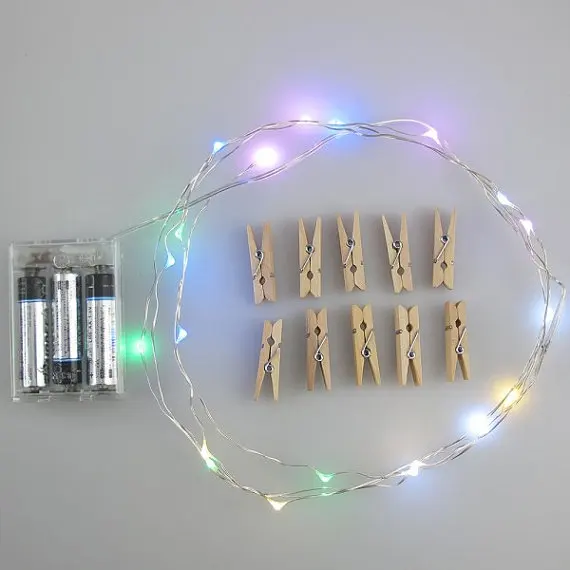 LED Micro String Light with wooden photo clips for Wedding party Christmas Decor Home Decoration photo dispaly fairy Lights