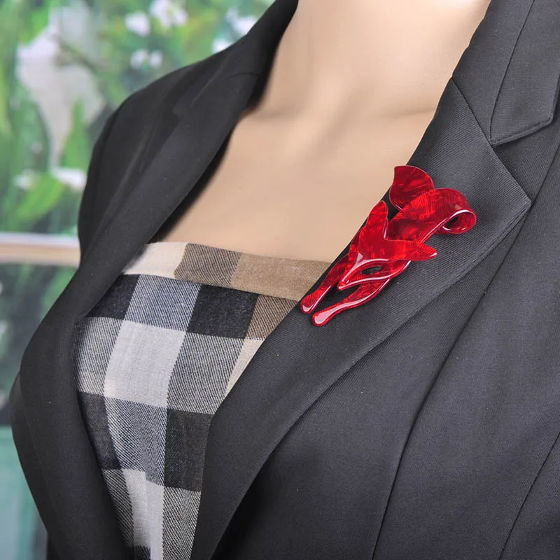 Madrry Red Fox Brooch Acrylic Jewelry Brooches Backpack Shirt Decoration Handmade Acetate Fiber Animal Pin Environmental Corsage