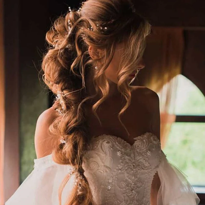 Fashion Wedding Hair Accessories Simulated Pearl Haedbands for Bride Crystal Crown Floral Elegant Hair Ornaments Hairpin