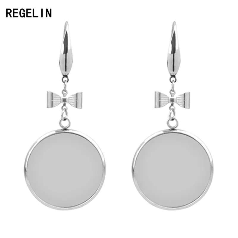 REGELIN Stainless Steel Earring Settings Cabochon Base Blank Fit 12/14/16/18/20mm Cabochon Cameo DIY Ear Jewelry Making Findings