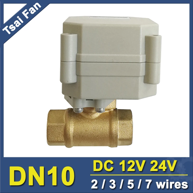 

2 Way Brass 3/8'' (DN10) Motorized Ball Valve Metal Gear DC12V/DC24V 2/3/5/7 Wires On/Off 5 Seconds for water purifier IP67 CE