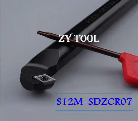 S12M-SDZCR07 12 мм токарный инструмент, токарный инструмент с ЧПУ, инструмент для токарного станка из быстрорежущей стали, инструмент для внутренней резьбы, Расточная оправка по металлу SDZCR/L