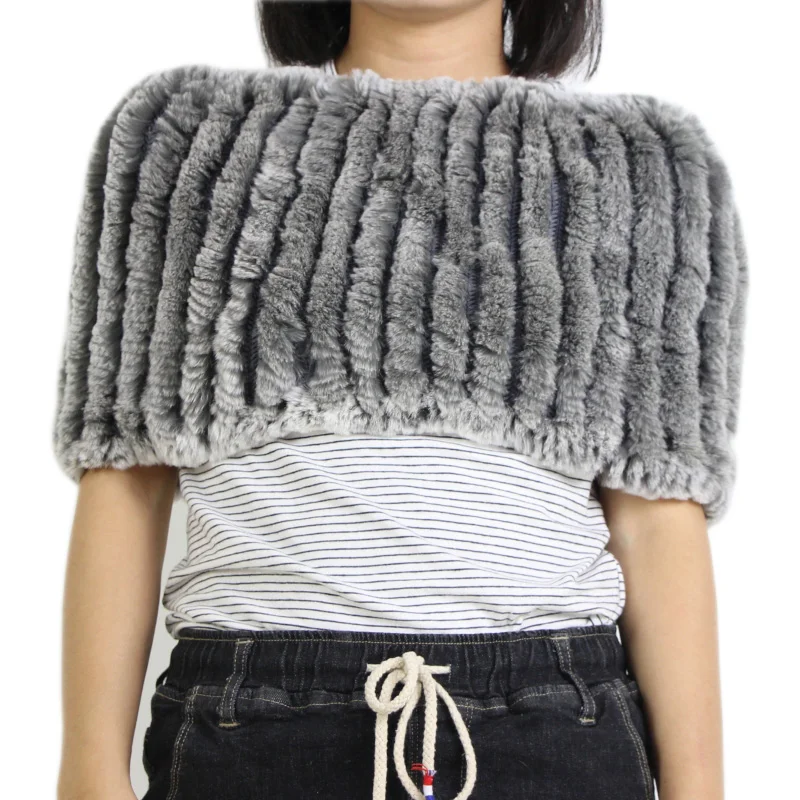 

Harppihop*women warm real rex rabbit fur shawl wrap stole 2019 new style girls natural rabbit fur poncho shawls scarves