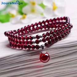 Wholesale Natural Garnet Stone Bracelets Wine Red Bead Transporter Pendant Bracelet Lucky for Women Crystal Multilayer Jewelry