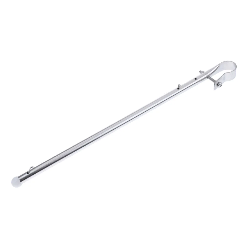 Stainless Steel Marine Yacht Kayaking Diving 16'' Rail Mount Flag Staff Pole - Silver Surface polishing glossy and lustrous