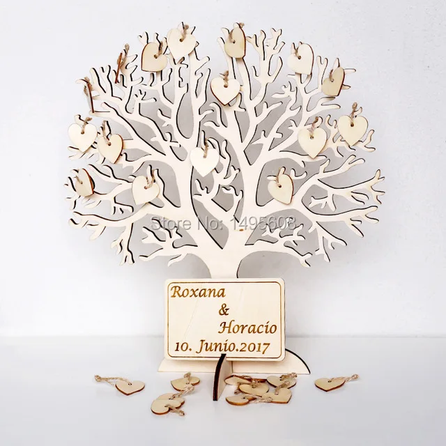 Wishing Tree Large Wooden Guest Book Alternative 3D Unique Guestbook Wedding Sign w Engraved Names Frameable Art Keepsake