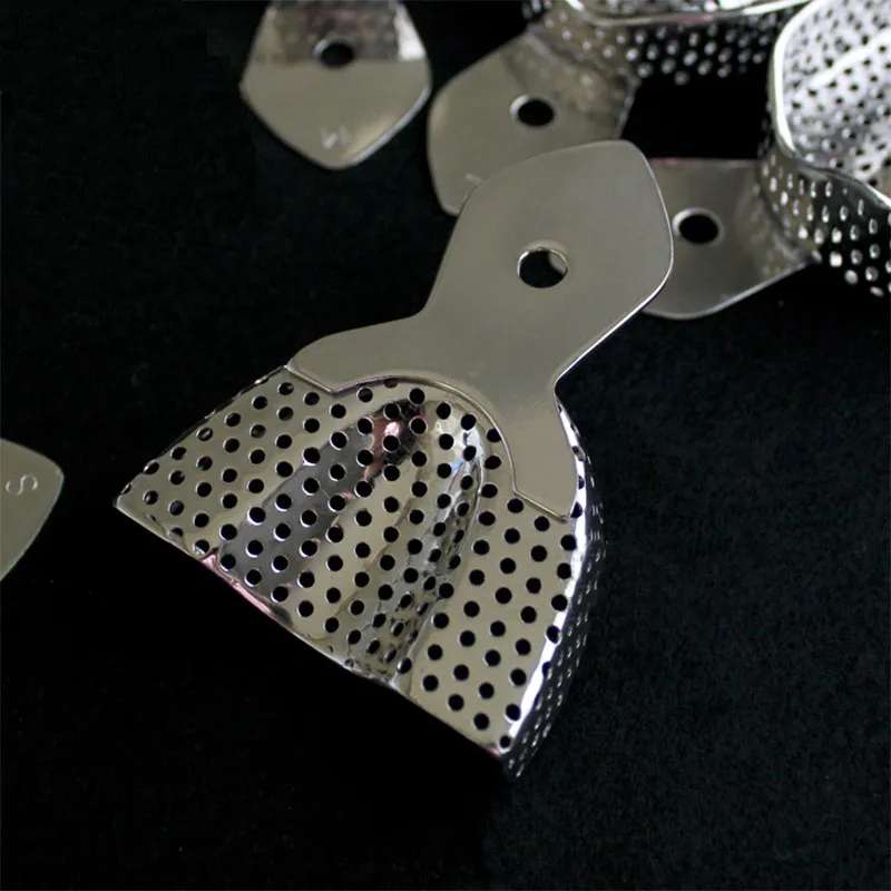 Plateaux d\'empreinte en acier inoxydable, équipement de laboratoire dentaire, supérieur, inférieur, autoclavable, porte-dents, outils de dentiste,