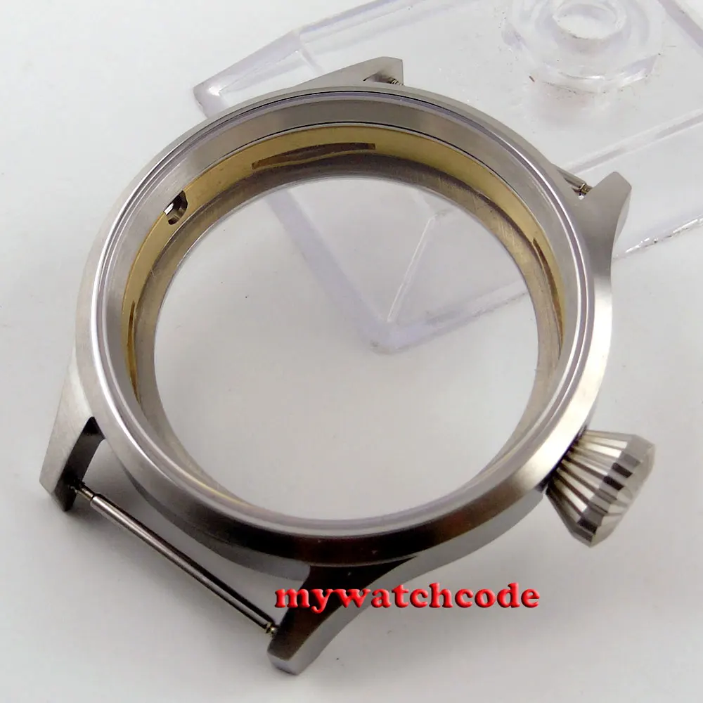 

43mm sterile steel parnis Watch CASE sapphire glass fit 6498 6497 eat movement 3