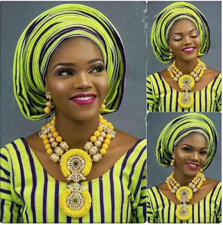 

African Nigerian Wedding Jewelry Set Exclusive Yellow Dubai Women Costume Jewellery Set for Brides Gold Free Shipping ABH579