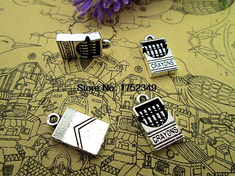 12pcs-- Crayons Charms Antique Tibetan silver Crayons Charms pendants ,DIY Supplies 16x9x4mm