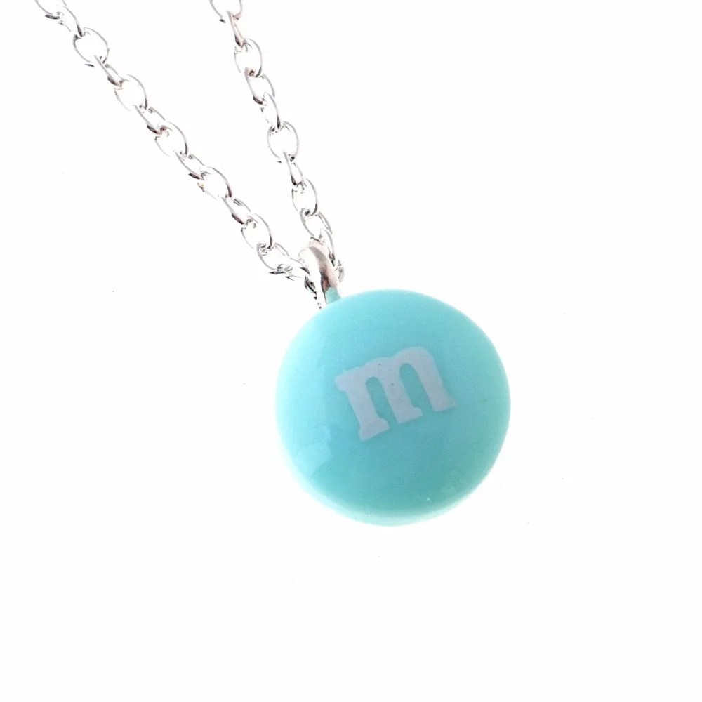 Free Shipping 2pcs Candy Letter M Resin Pendant Necklace 18\