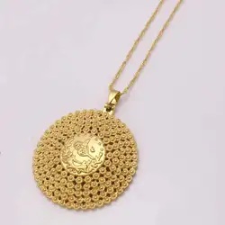 ZKD  islam muslim Turks round Pendant Necklace Arab Coin for Women Gold Color Turkey Coins Jewelry