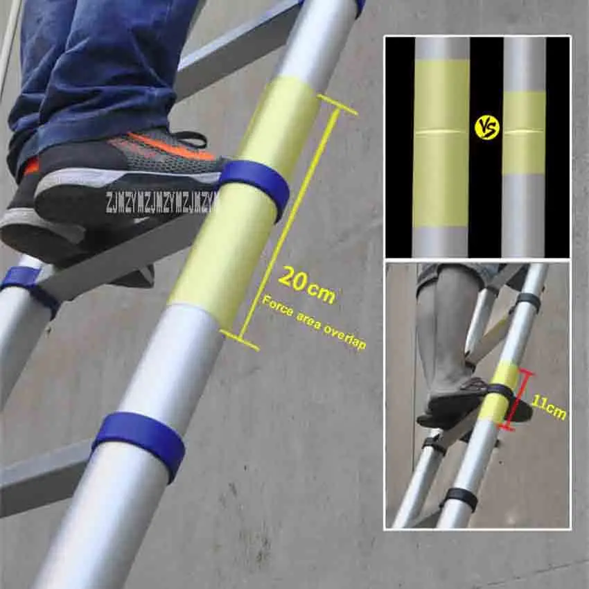 JJS511-escalera plegable portátil para el hogar, escalera de ingeniería multifunción de aleación de aluminio grueso de alta calidad, (2,55 M + 2,55 M)