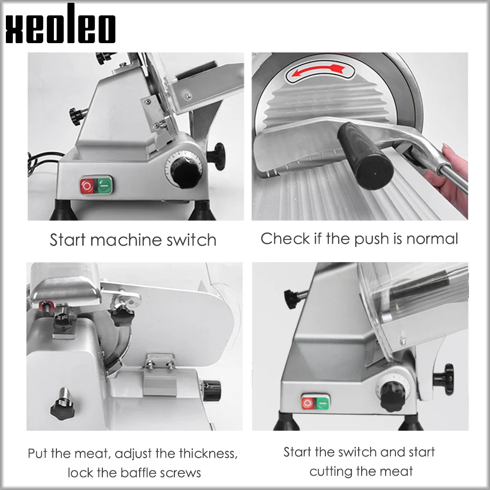 XEOLEO 8 inch Commercial Meat Slicer Electric Meat planer Frozen Fat Cattle/Mutton Roll Slicer Semi-Automatic Skiving machine