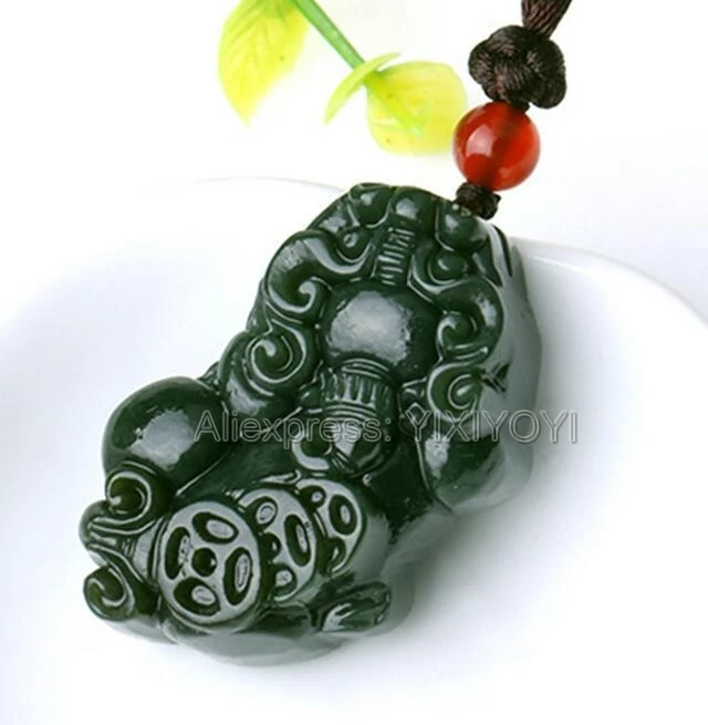 Beautiful Natural Green HeTian Jade Carved Chinese Coin PiXiu Amulet Lucky Pendant + Free Necklace Certificate Fine Jewelry