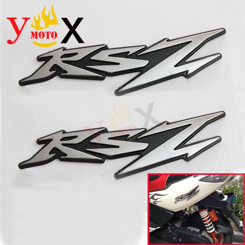 

2pcs/Set ABS 3D Chrome Gas Fuel Emblem Rear Frame Badge Stickers Decal Logo symbol mark for YAMAHA Scooter RSZ